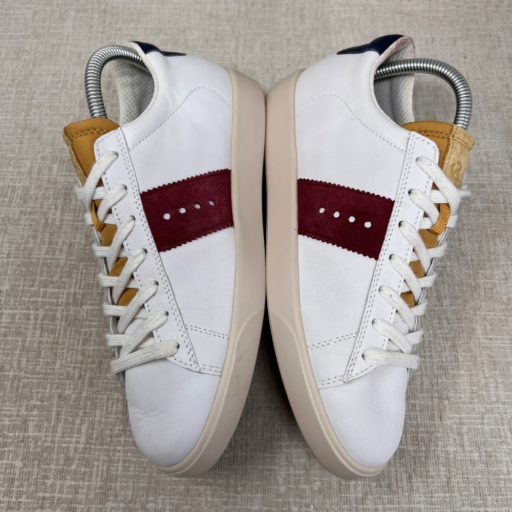 ECCO Street Lite Leather Sneakers Women‎ 40EU 9-9.5 White Red Minimalist Casual - Picture 6 of 9